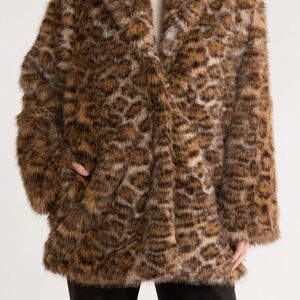 Rebecca Minkoff Brown Leopard Fur Coat